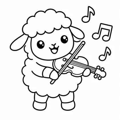 Dibujo de oveja con violin para colorear
