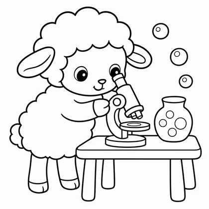 Dibujo de oveja con microscopio para colorear