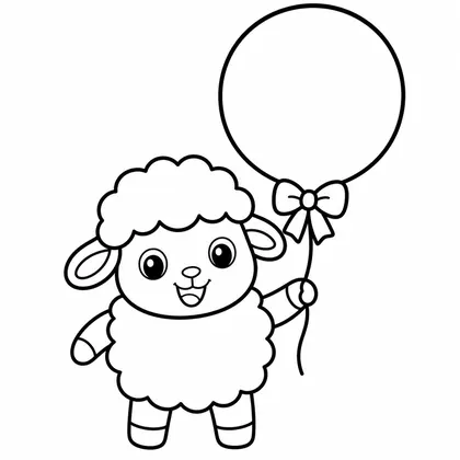 Dibujo de oveja con globo para colorear