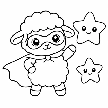 Dibujo de oveja superhéroe para colorear