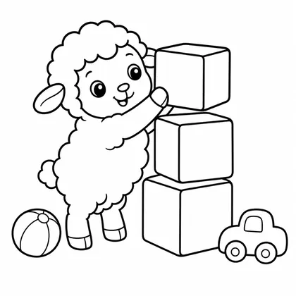 Dibujo de oveja con cubos de juguete para colorear
