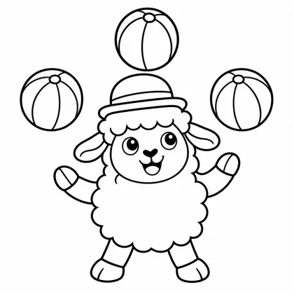 Dibujo de oveja haciendo malabares para colorear