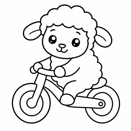 Dibujo de oveja en moto para colorear