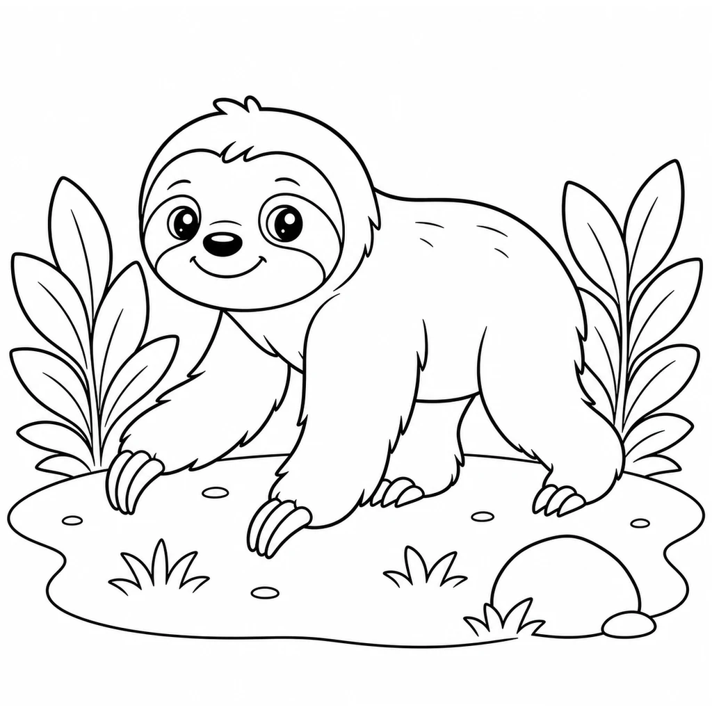 Coloriage : Paresseux dans la jungle