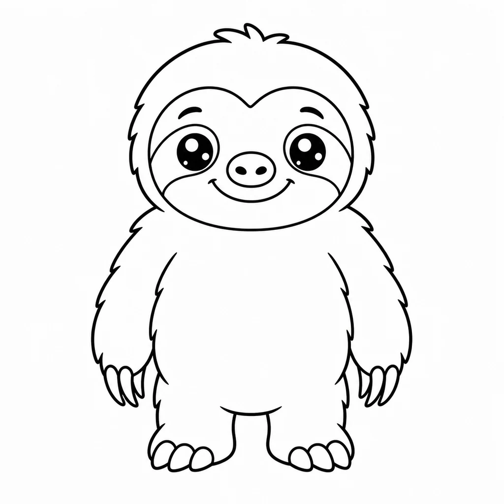 Coloriage : Paresseux de face