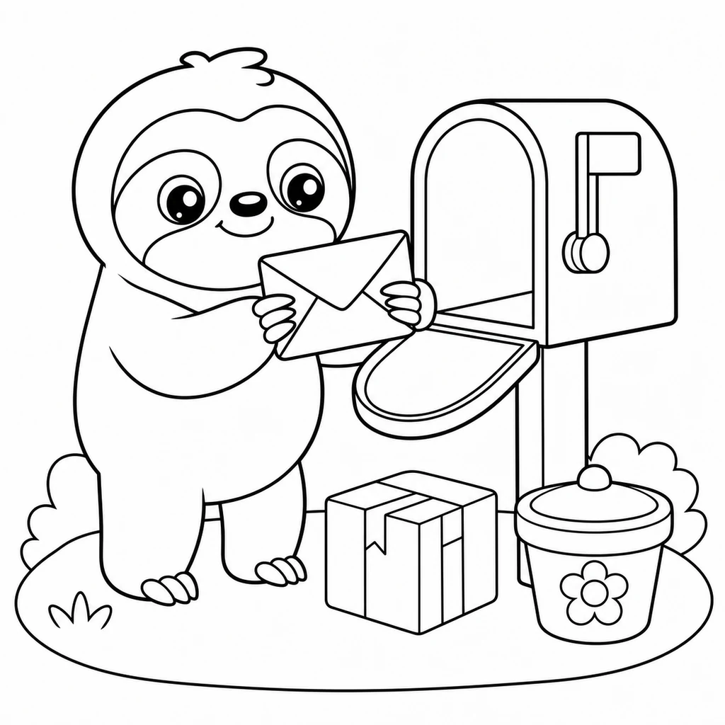Coloriage : Paresseux qui prépare des biscuits