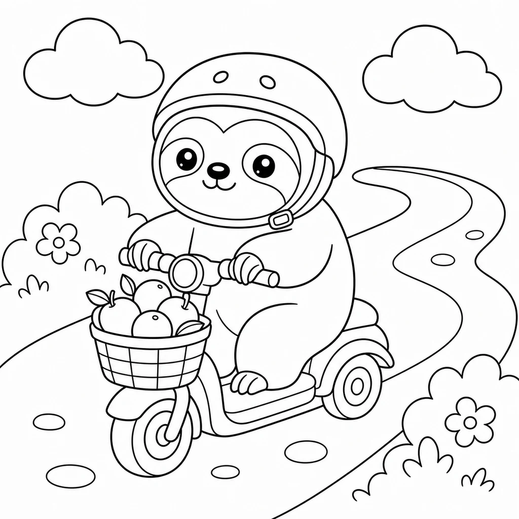 Coloriage : Paresseux dans une boîte aux lettres