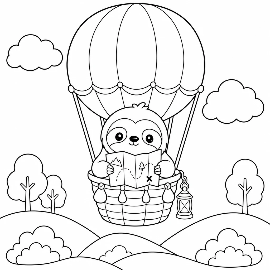 Coloriage : Paresseux qui pêche sur le quai