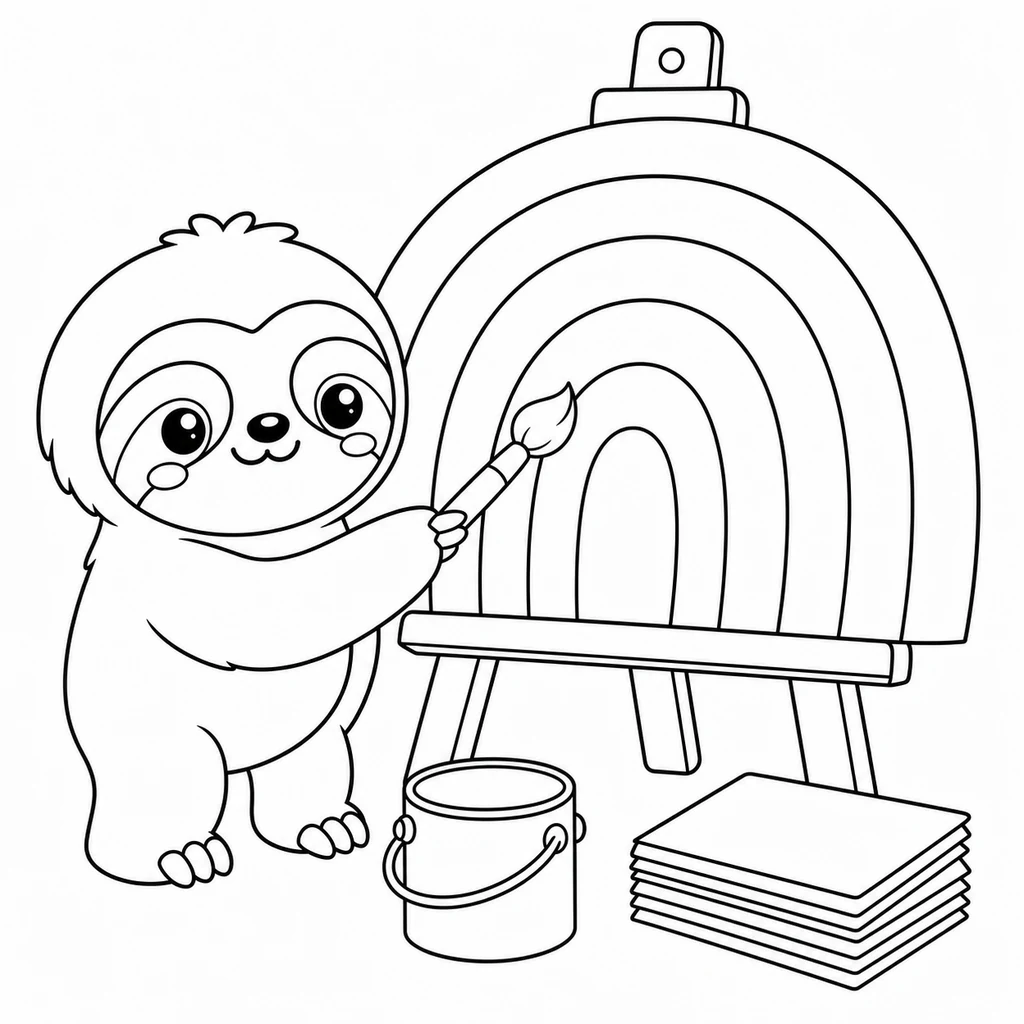 Coloriage : Paresseux en montgolfière