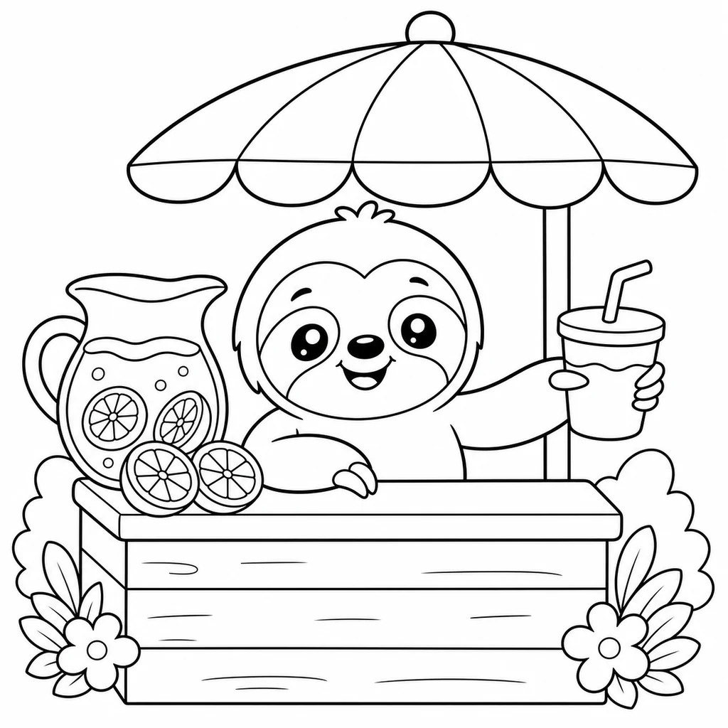 Coloriage : Paresseux en traîneau