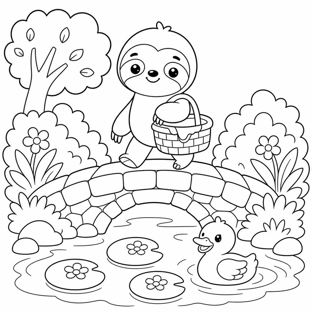 Coloriage : Paresseux dans une cabane de couvertures