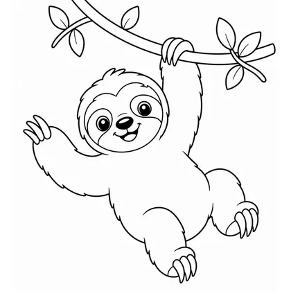Sloth with a vine coloring page