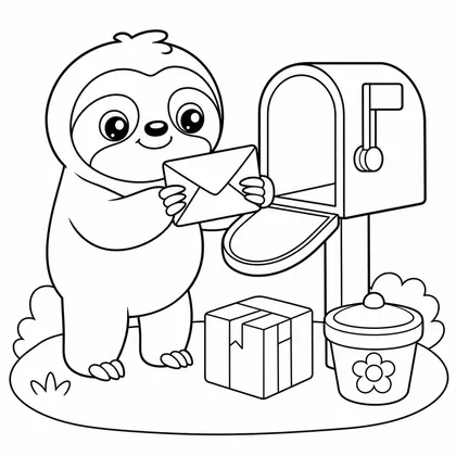 Sloth baking cookies coloring page