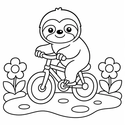 Dibujo de perezoso en bicicleta para colorear
