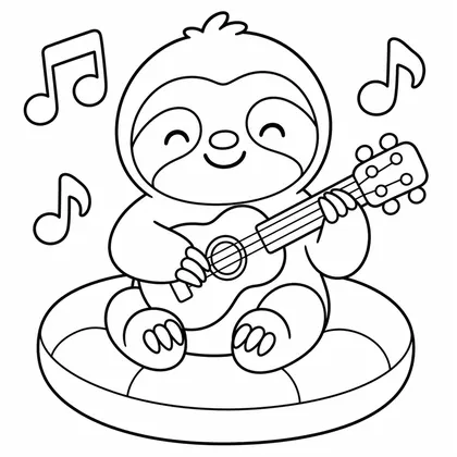 Dibujo de perezoso con guitarra para colorear