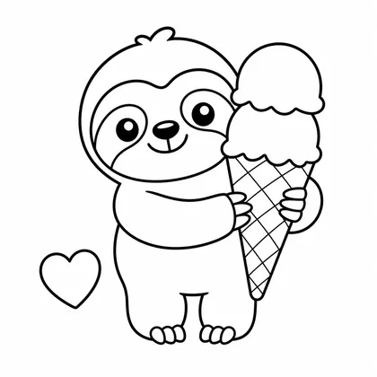 Dibujo de perezoso con helado para colorear