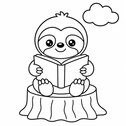Dibujo de perezoso leyendo cuento para colorear