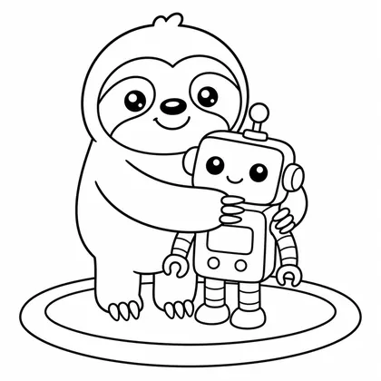 Dibujo de perezoso con robot para colorear
