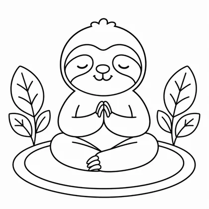Dibujo de perezoso haciendo yoga para colorear