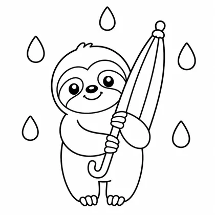 Dibujo de perezoso con paraguas para colorear