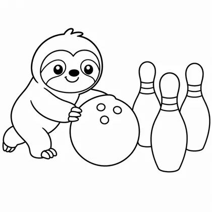 Dibujo de perezoso jugando a los bolos para colorear