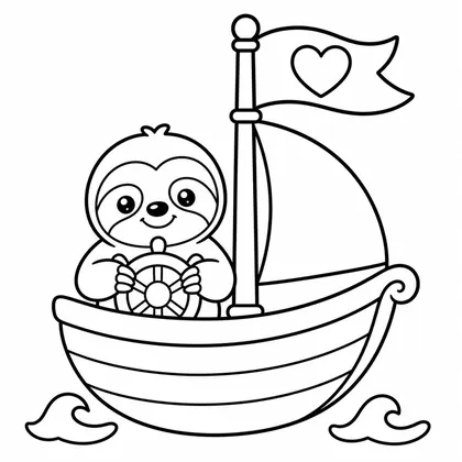 Dibujo de perezoso en barco pirata para colorear