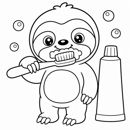 Dibujo de perezoso lavándose los dientes para colorear