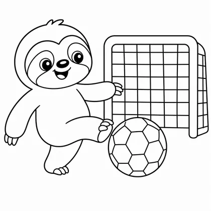 Dibujo de perezoso jugando al fútbol para colorear
