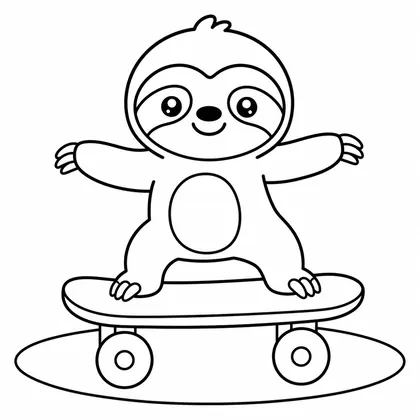 Dibujo de perezoso en patinete para colorear