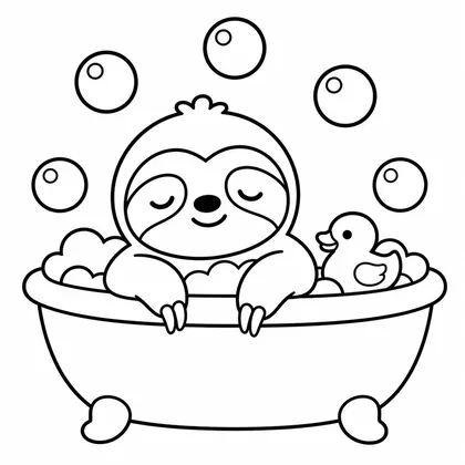 Dibujo de perezoso en bano de burbujas para colorear