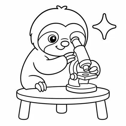 Dibujo de perezoso con microscopio para colorear
