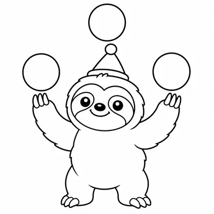 Dibujo de perezoso haciendo malabares para colorear