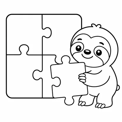 Dibujo de perezoso con puzzle para colorear
