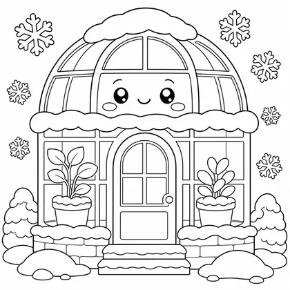 Dibujo de invernadero en invierno para colorear