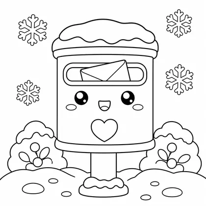 Dibujo de buzón en la nieve para colorear