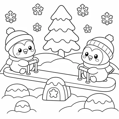 Dibujo de sube y baja en la nieve para colorear