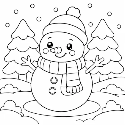 Dibujo de muñeco de nieve sonriente para colorear