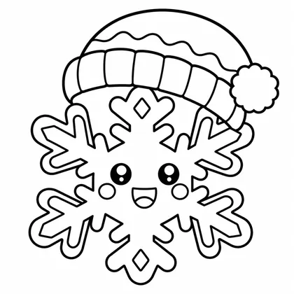 Dibujo de copo con gorro para colorear