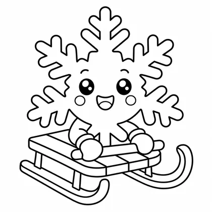 Dibujo de copo en trineo para colorear