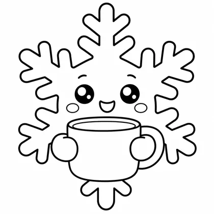 Dibujo de copo con taza para colorear