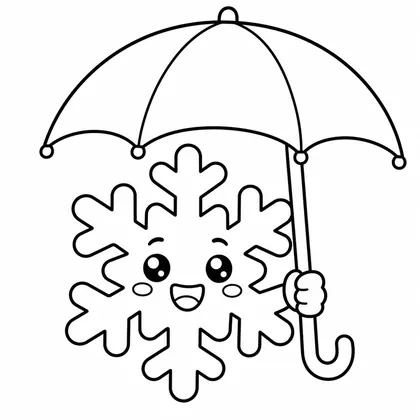 Dibujo de copo con paraguas para colorear