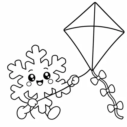Dibujo de copo con cometa para colorear