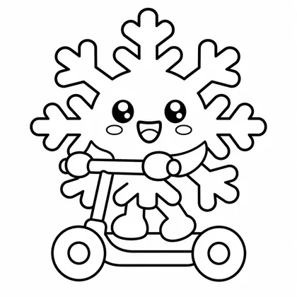 Dibujo de copo con patinete para colorear