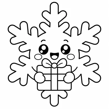 Dibujo de copo con regalo para colorear