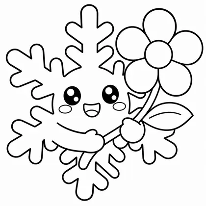 Dibujo de copo con flor para colorear