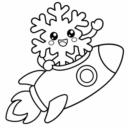 Dibujo de copo con cohete para colorear