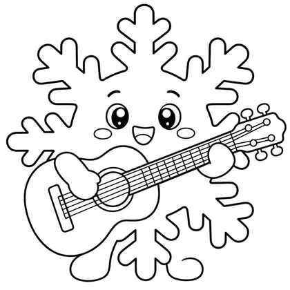 Dibujo de copo con guitarra para colorear