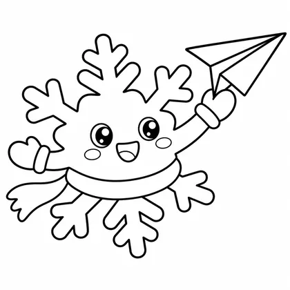 Dibujo de copo con avión de papel para colorear