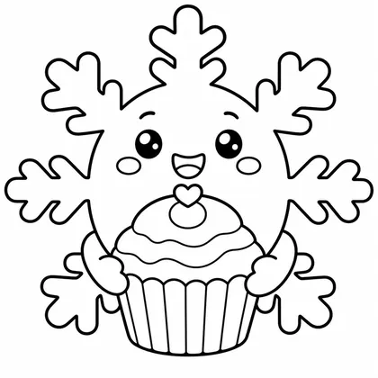 Dibujo de copo con cupcake para colorear