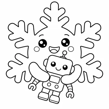 Dibujo de copo con robot para colorear